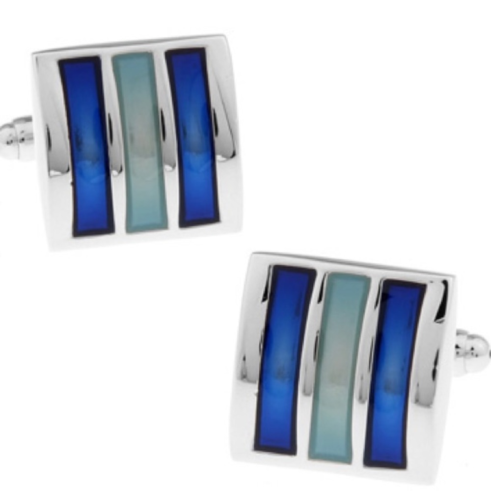 Blue Lt. Blue Stripe Cufflinks